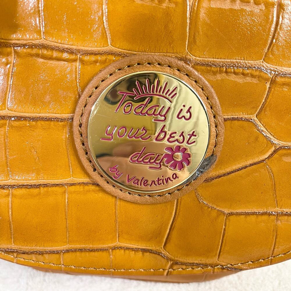 Valentina Today Is Your Best Day Italian Leather Crocodile Print Crossbody Bag - Picture 9 of 10